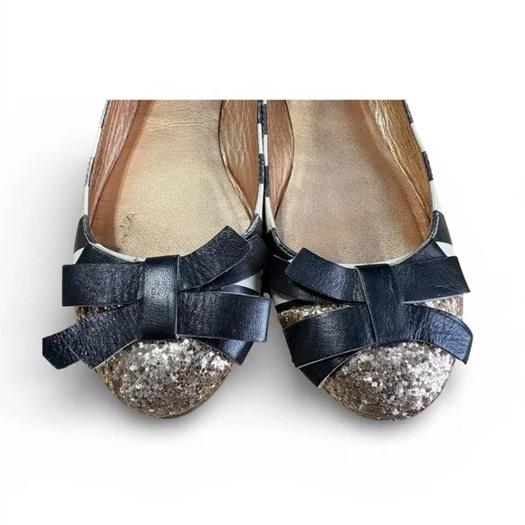 Sale!!! Kate Spade Glitter Toe Black and White Flats - Picture 3 of 5